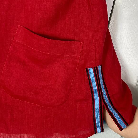 NWOT MARCH 11 Dress XS Tunic Aztec Embroidery Off Shoulder Long Sleeve Tassel - Picture 6 of 15